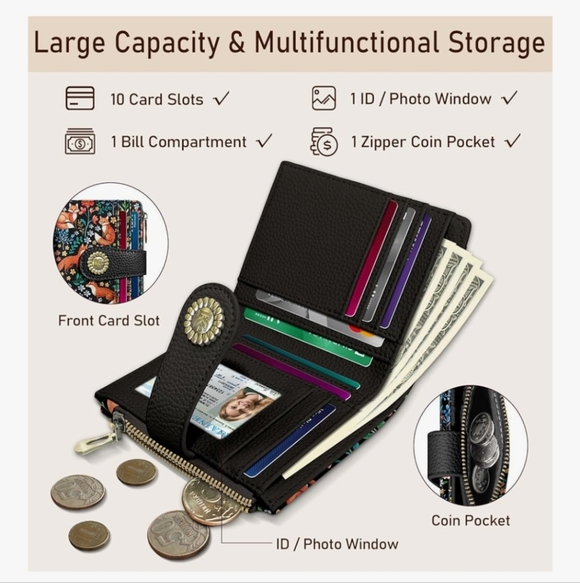 Colorful Fox Pattern RFID-Blocking Wallet - Picture 4 of 6